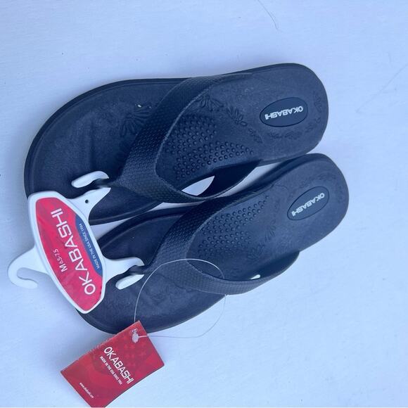 Okabashi Women’s Black Arch Support Non Slip Washable Every Day Sandals Sz M NWT - Picture 2 of 11